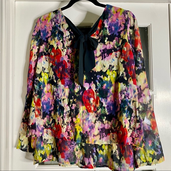 🆕 MAMA Elegant Back Bow Vibrant Floral Maternity Nursing Blouse - Picture 5 of 8